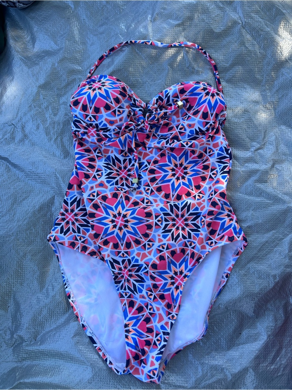 Old Navy Pink & Blue Geometric Women’s One-Piece Swimsuit